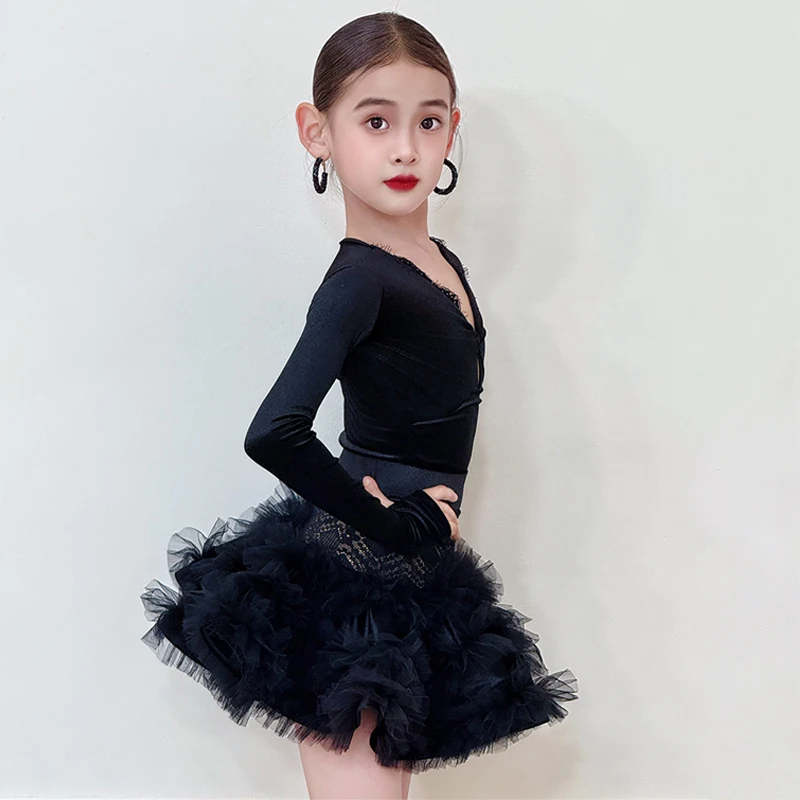 Sukienka na zawody tańca towarzyskiego dla dzieci, strój do tańca dla dziewcząt, sukienki do tańca latynoamerykańskiego, kostium sceniczny SL14543