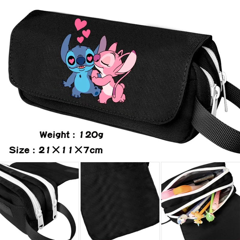 Disney Lilo Stitch Pencil Case Bag Large Capacity Pen Case Supplies Stationery Kawaii School Pencils Cartoon Cosmetic Bags