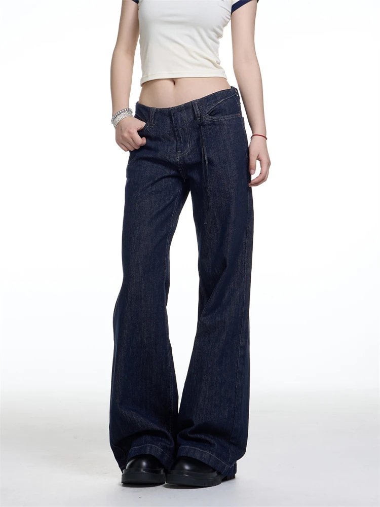2025 가을 겨울 여성용 아메리칸 레트로 로우라이즈 데님 팬츠 일본 Y2K 배기 진 하라주쿠 올드머니 카우보이 2000년대 신상