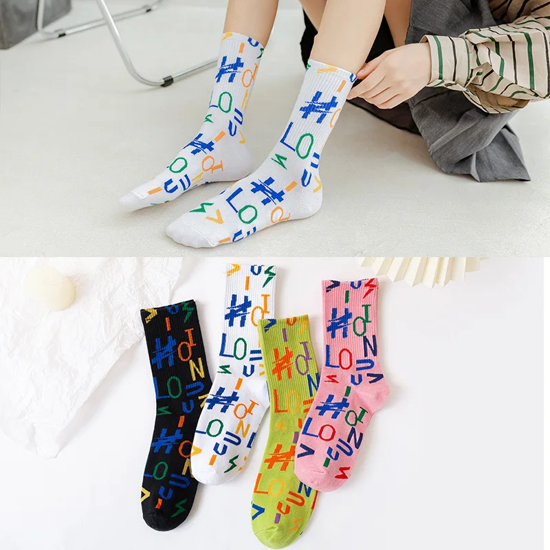 

Unisex Socks Women Men Female Male Cotton Japanese Korea Style Stockings Sports Socks Couples Streets Letter Print Hip Hop Soks