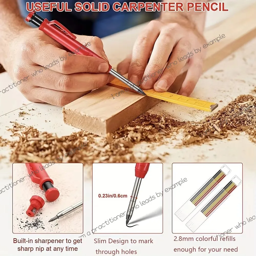 Carpenter Pencil Metal Long Head Deep Hole Professional Engineering Quick Drying Marker Graphite Woodworking Black Red Lineation