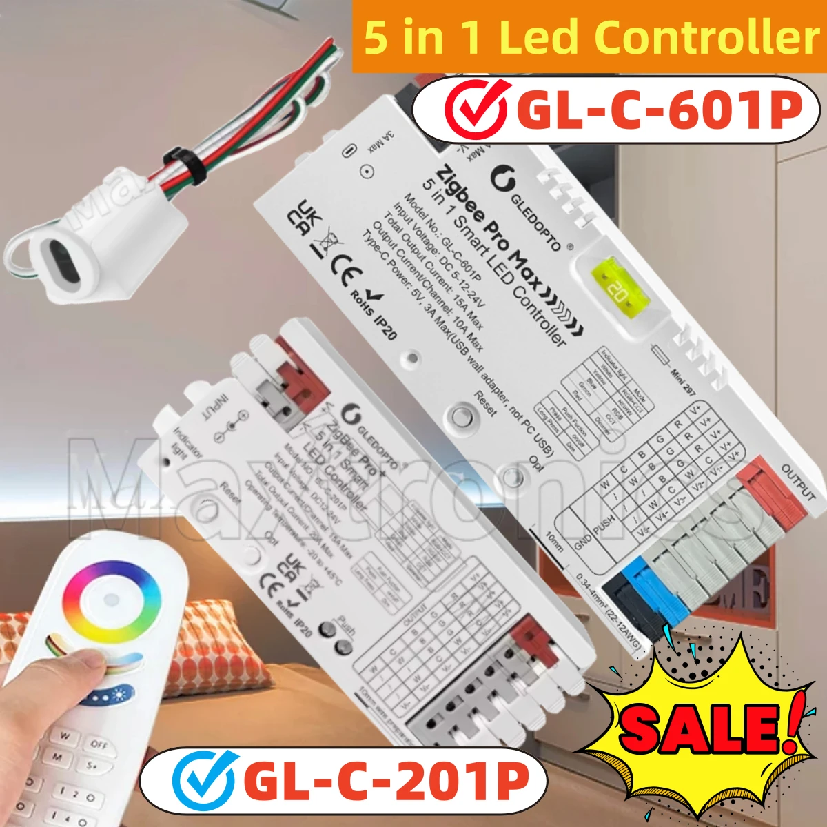 

Hot GL-C-201P/GL-C-601P/GL-RC-006Z 5in1 ZigBee 3.0 Pro LED Controller RGBCCT RGBW RGB CCT Dimmer App Voice for LED Strip Light