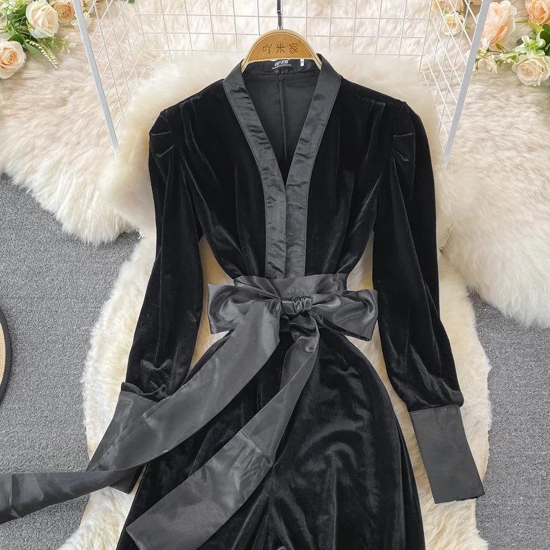 Women Jumpsuit Fashion Solid Color V Neck Velour Long Sleeve Bowknot Waist Casual Cargo Pants Romper Overalls