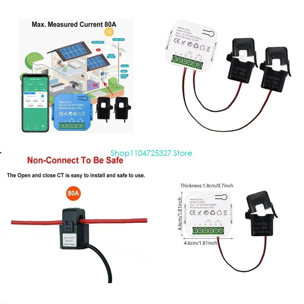 

D8KF Power Voltages Current Meter WiFi Energy Clamps Bidirectional Meter Energy Monitors