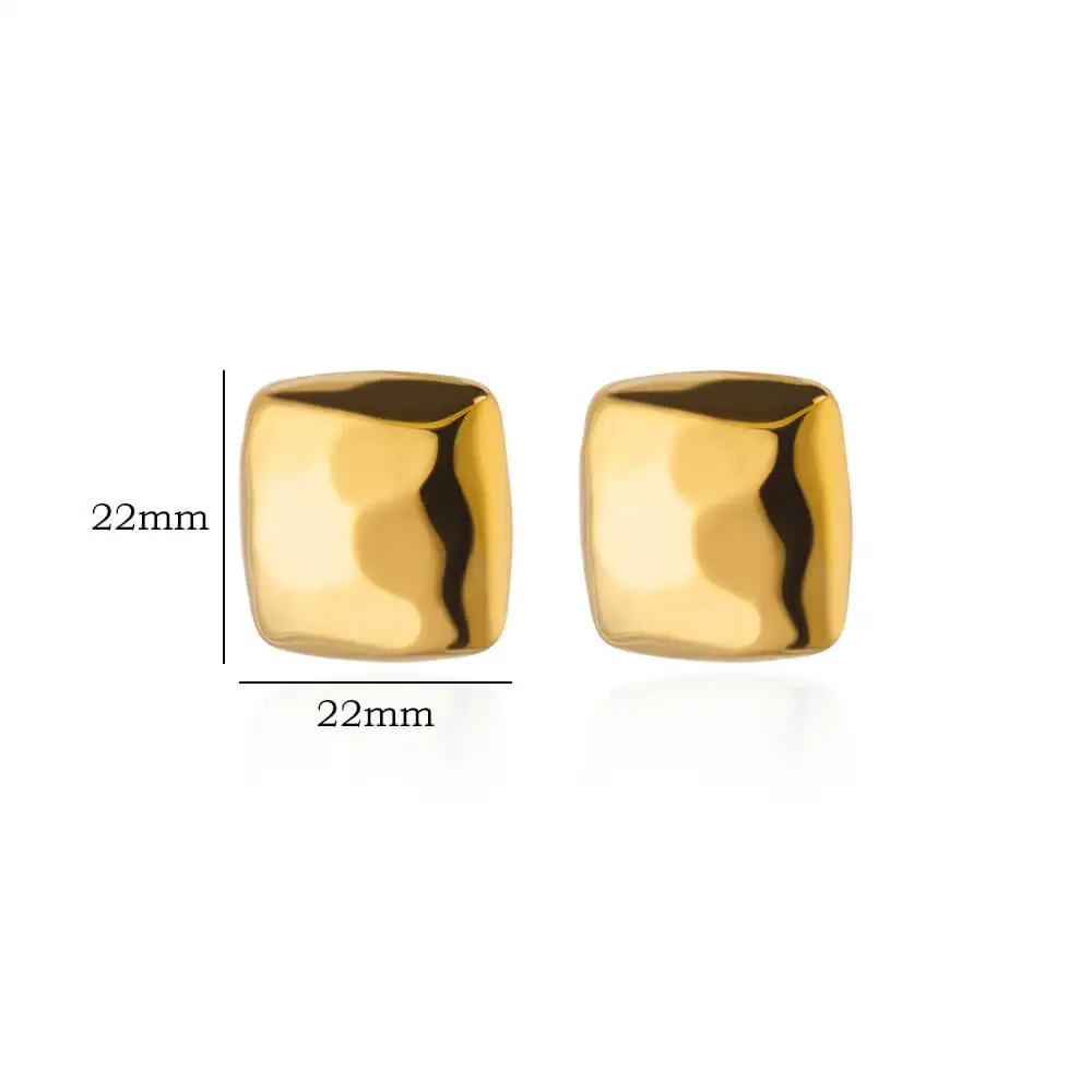 Stainless Steel Square Stud Earrings For Women Gold Plated Geometric Earring 2024 Trendy Weeding Jewelry Accessories Gift