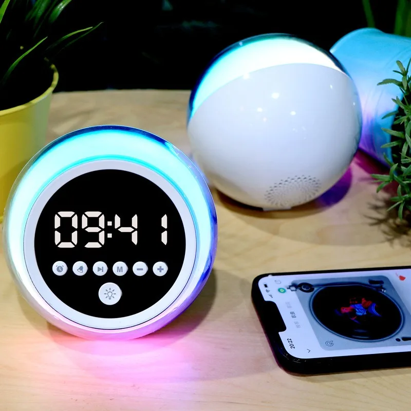 Multi Functional Digital Display Clock Colorful Atmosphere Light Wireless Bluetooth Speakers Bedroom Night Light Sleep Speaker