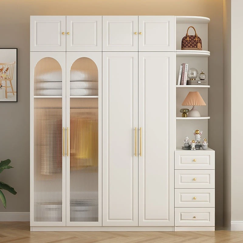 

Italian wardrobe household bedroom light luxury cream wind easy assembly storage cabinet children's storage wardrobe