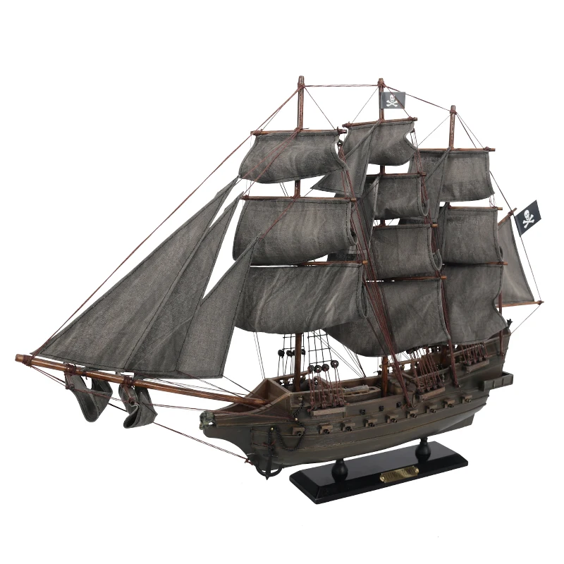 Flying Dutch Black Pearl Solid Wood American Caribbean Pirate Sailboat Model Decorative Handicrafts