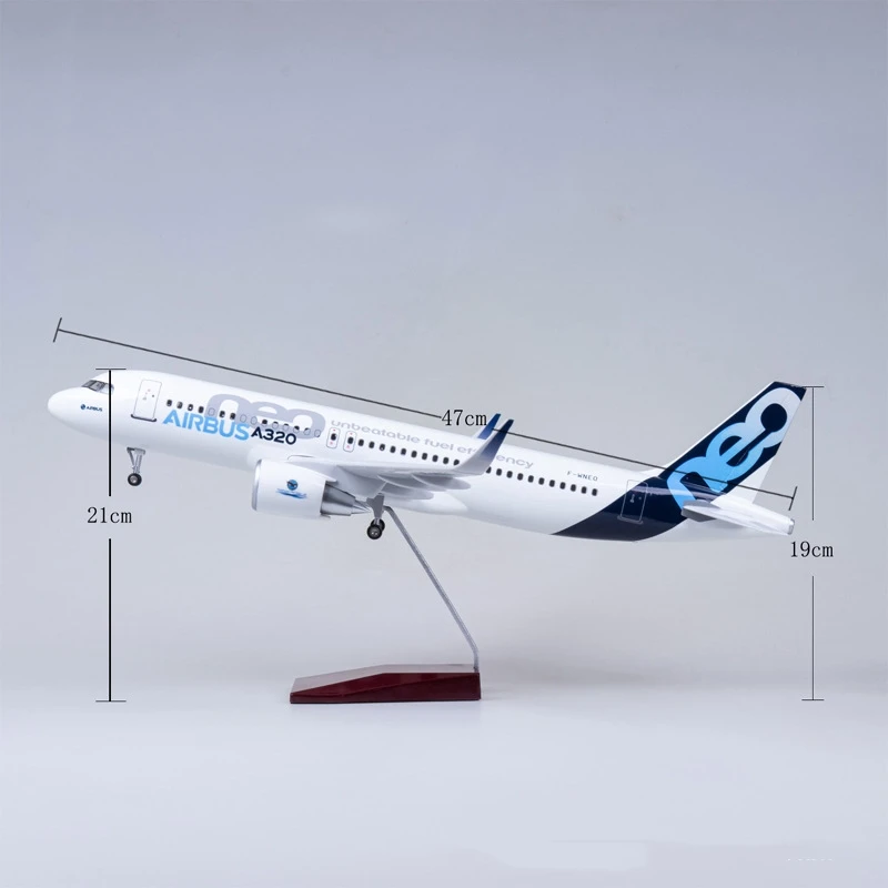 طائرة ايرباص A320neo الخطوط الجوية بمقياس 1:80 47 سم نموذج ممتاز مع أضواء LED ومعدات هبوط قابلة للسحب لهواة جمع الطيران