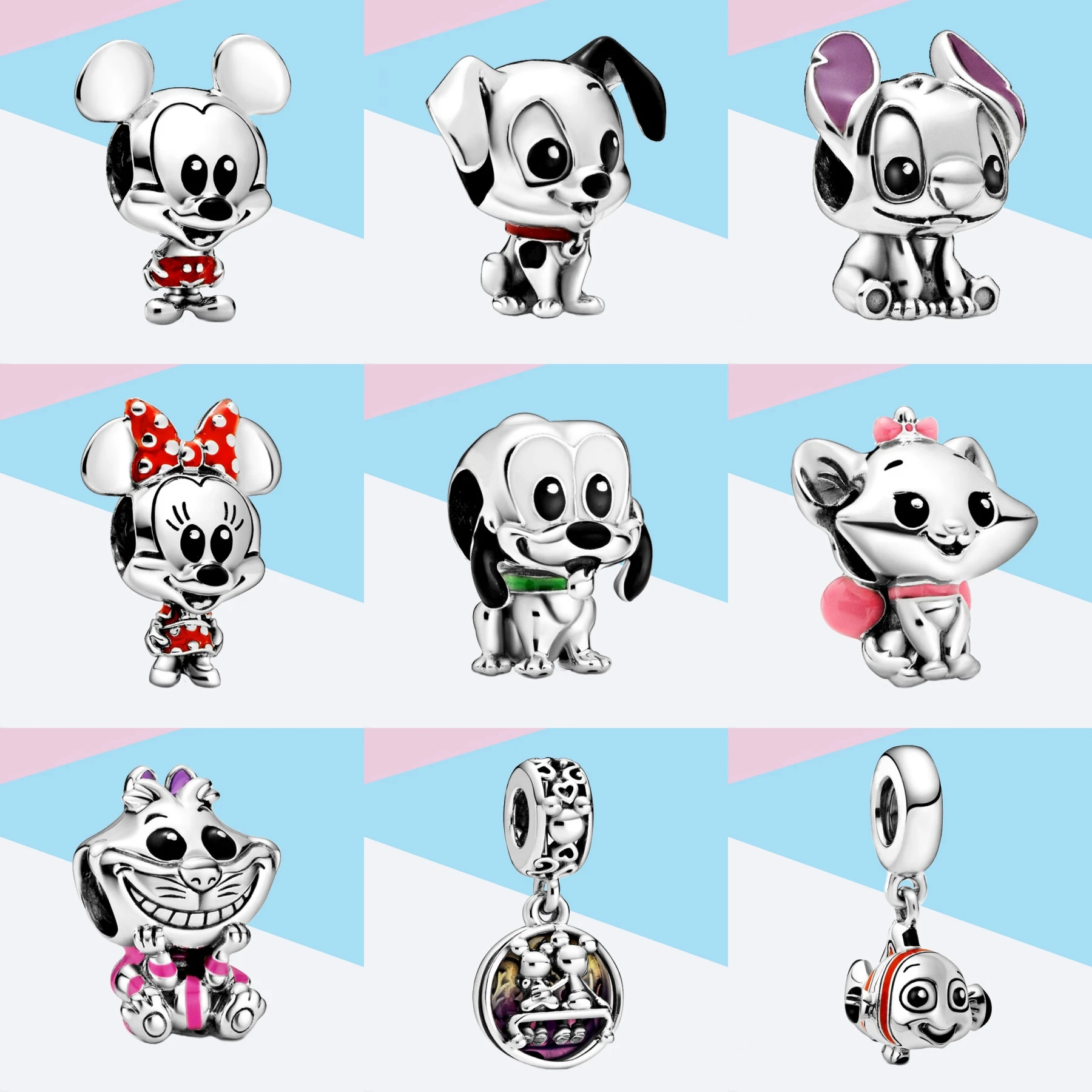 2 PCS/Lot MIX Style Colorful Enamel Disney Mickey Minnie Charms Beads Pendant for DIY Jewelry Making Accessories