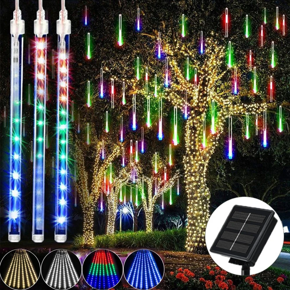 Solar Meteor Shower Star Lights Fairy Lights Outdoor Garden Decoration Christmas Tree Decoration Garden Lawn Festival Decor