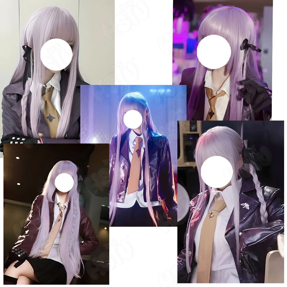 Kirigiri Kyoko Cosplay Wig Fiber synthetic wig「HSIU 」light gray purple Wig+Wig cap Anime Danganronpa Kirigiri Kyoko cosplay Wig