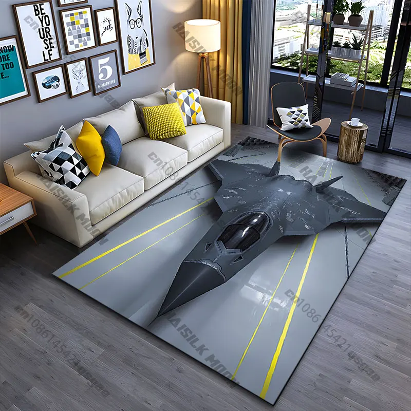 Advanced stealth fighter jet carpet Yoga living room room decor children's crawling mat doormat area rug games mat