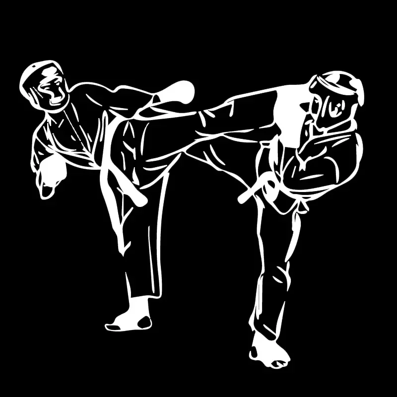 Taekwondo Competition Pattern Sticker High Quality Car Window Decoration Personality Pvc Waterproof Decal Black/white, 18cm*16cm