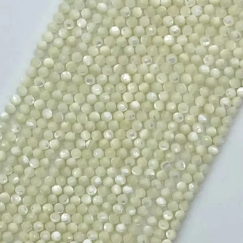 Natural White Shell Stone Facted Round Beads 38cm Women Trendy Jewelry DIY Bracelet Necklace Accessories Fashion Elegant Charm