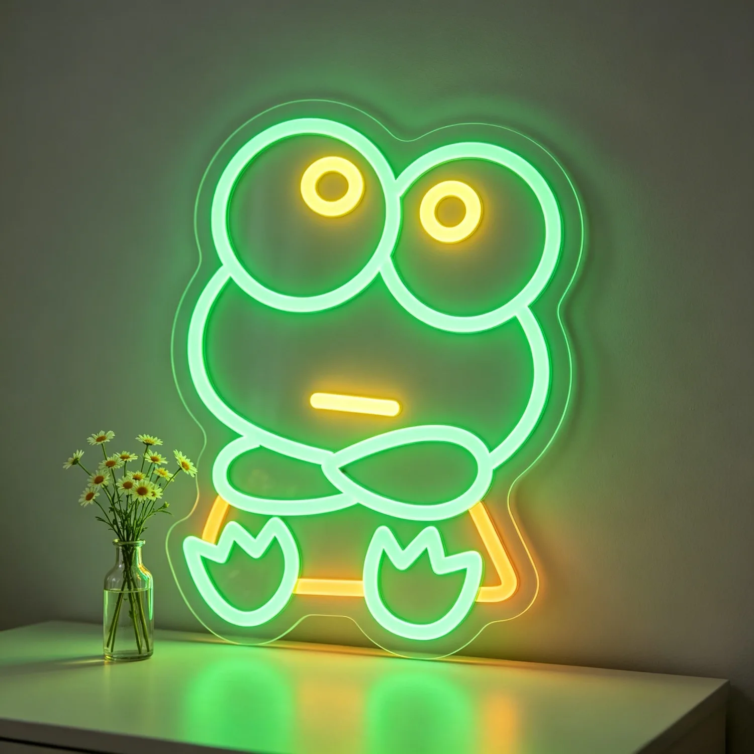 

Cute Frog Neon Sign LED Wall Art Lighting with Stunned Expression for Kids Bedroom Game Room Nursery Party Birthday Gift