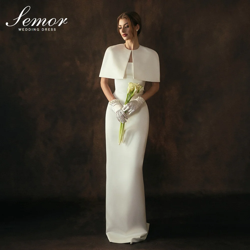 Semor 2026 Classic Wedding Dress Strapless with Remove Jacket Bride Gown Straight Floor Length свадебное платье Customized