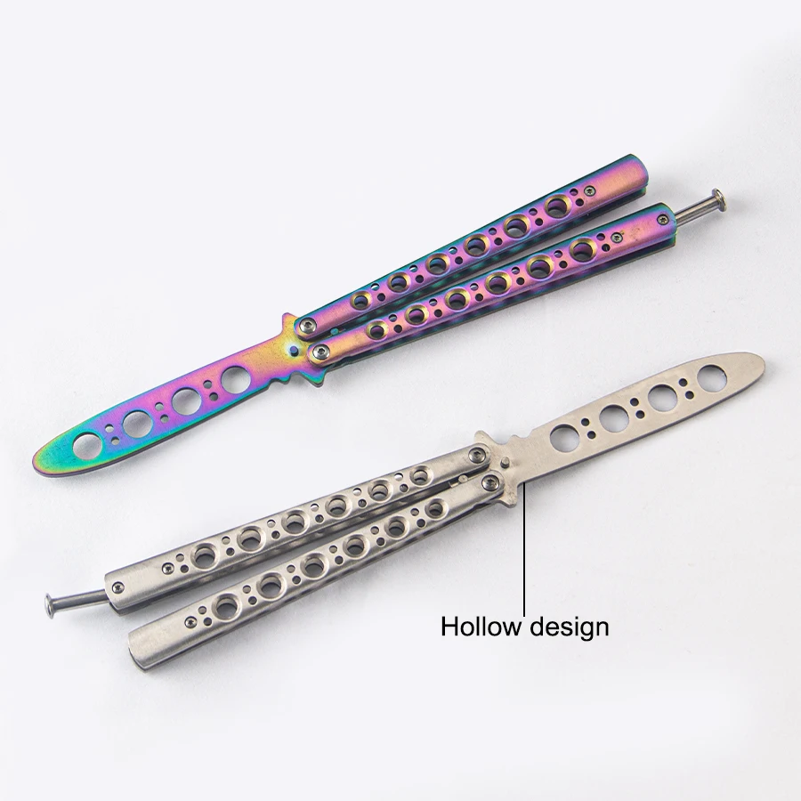 سكين تدريب الفراشة على شكل فراشة CSGO سكين عرض من الفولاذ المقاوم للصدأ غير شحذ لأداة الاستخدام اليومي في الهواء الطلق #1