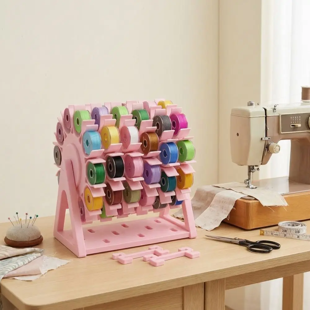 60 Slots Rotating Bobbin Thread Organizer 3D Printed Hand Crank Sewing Thread Spool Holder Handmade DIY Sewing Sewing Spool Rack