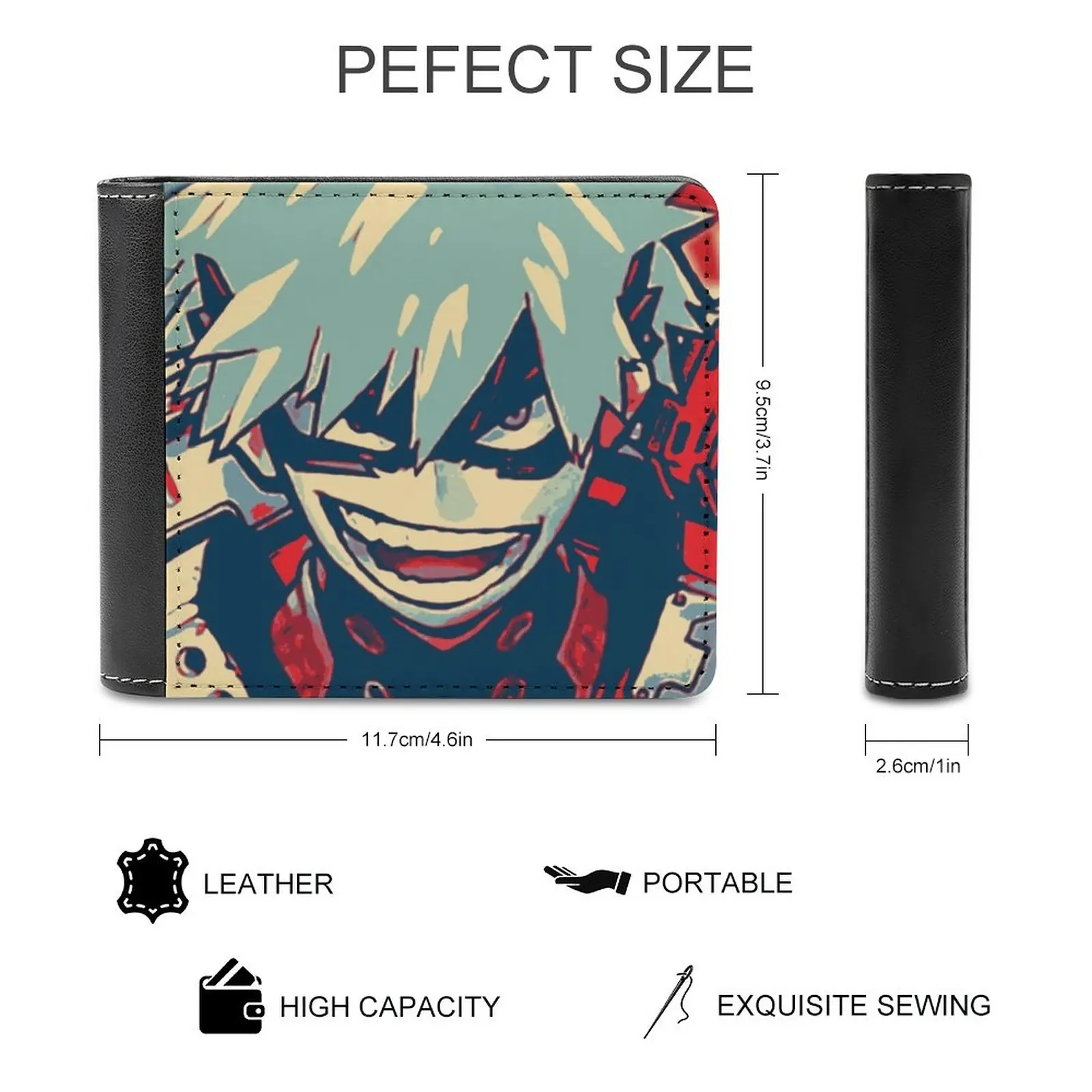 Katsuki Bakugo Hope Leather Wallet Men Classic Black Purse Credit Card Holder Fashion Men's Wallet Bakugo Boku No Hero Academia