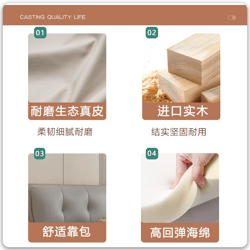 One piece of hair leather bed master bedroom atmosphere double 1.8 meters soft bag fabric solid wood wedding bed