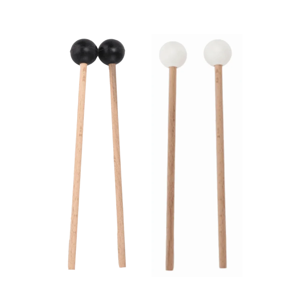 4Pcs Wood Handle​ Drumstick Rubber Head​ ​Silicone Head​ Black & White ​Xylophone Mallets​ 5.83 Inch Percussion Accessories​