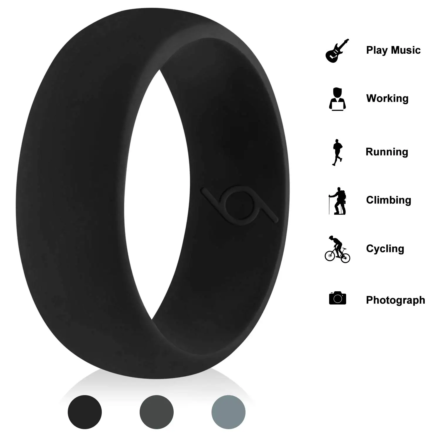 Geedyn 8mm 6-12 Size 3 Colour Set Silicone Ring Man