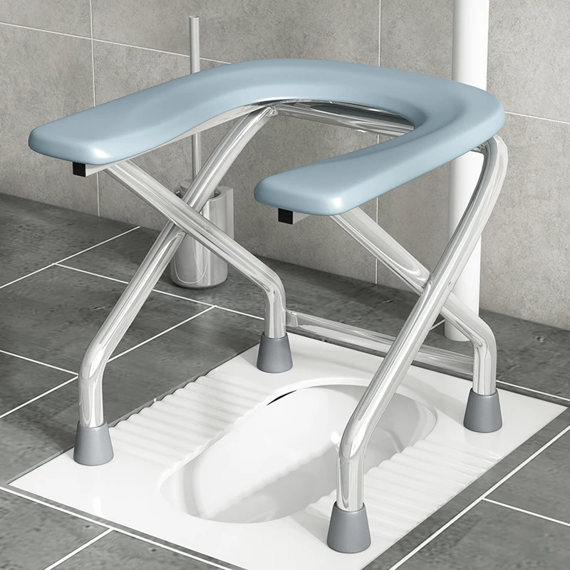 

Folding Portable Anti Slip Toilet Chair Household Stainless Steel Elderly Bath Stool Movable Pregnant Toilet Seat Chair