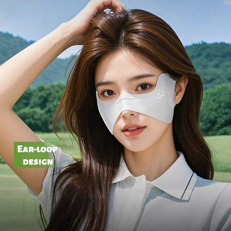 

Silk Sun Protection Face Mask for Golf UV Protection for Women Cooling and Breathable Cheekbone Protection UPF 50+