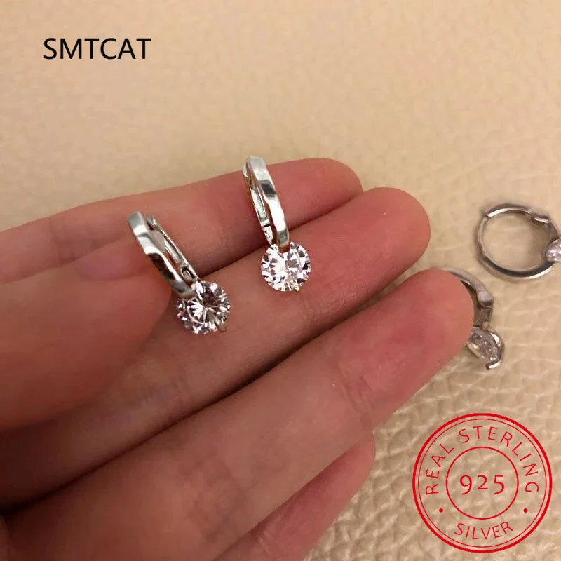 Hoop Earrings Silver 925 Sparkling 6.5mm 1CT Moissanite Earring With Certificate For Women Lovers' Wedding Jewelry Gift