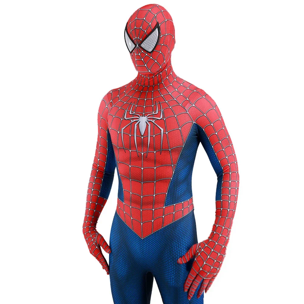 Classic Raimi Spiderman Cosplay 3D Printed Spandex Bodysuit Superhero Raimi Spider Boy Zentai Suit Halloween Costume Cosplay