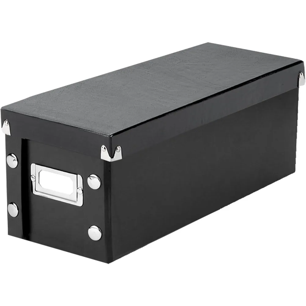 

CD Storage Box - Pack of 1 - Durable 5.1 x 5.1 x 13.2 Inch Disc Holder with Lid to Store up to 165 Discs - Black
