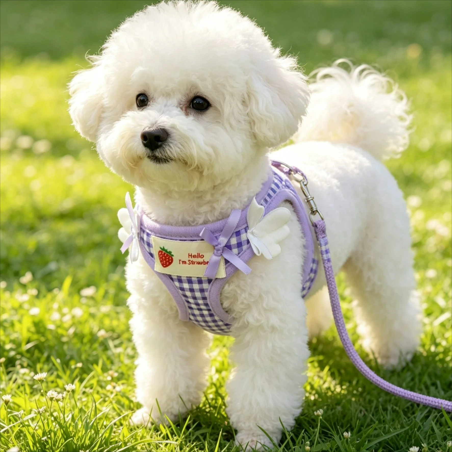 Pet Products Cute Little Angel Wings Pet Dogs Harness Collar Pet Chest Back Small Dogs Cats Strap Walking Harness Dog Collar Set view 4