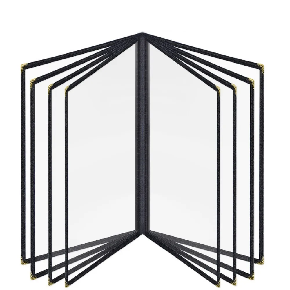 

Foldable PVC Transparent Menu Cover Metal Corners Reusable A4 Menu Paper Holder Various Types Double Panels