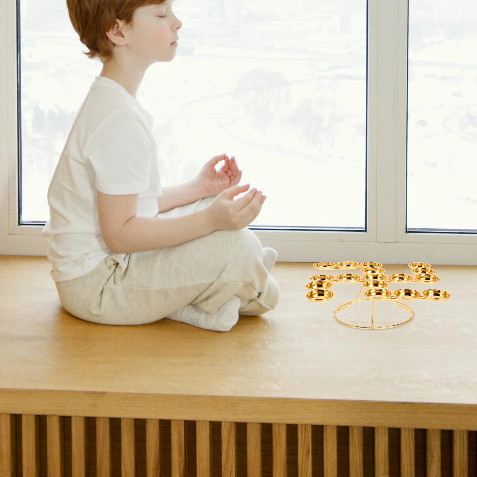 

1Set Buddhist Round Butter Lamp Stand Multicandle Design Exquisite Craftsmanship Easy Clean Spiritual Practice Enhancer