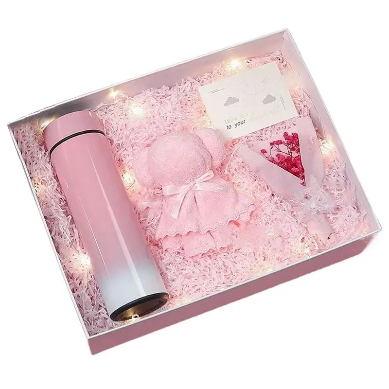 

Mom Box Charming Set Of 4 Bear Baskets Insulated Mugs Flower Greeting Cards Package Bag With Towel For Birthday Holiday
