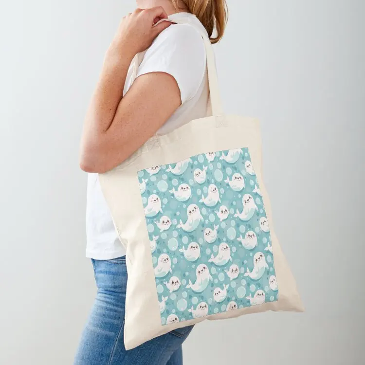 Seal Blue Stars Pattern Tote Bag Large bags for women large tote bag custom fabric bag
