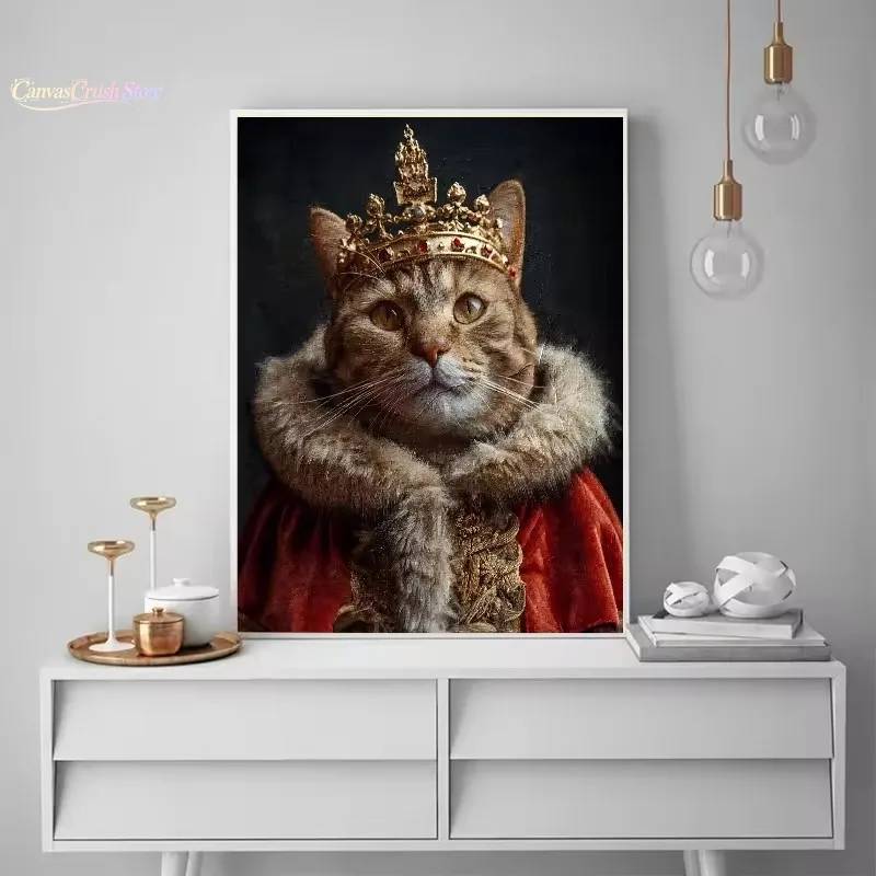 Royal Pet Dog Cat Portrait Photo Poster Funny Animal Wear Crown Canvas Painting Wall Art for Living Room Home Decor Mural 2026