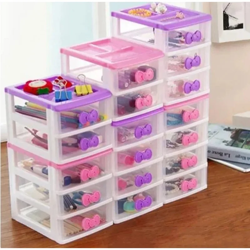 Small Jewelry Storage Box Drawer Type Plastic Office Desktop Storage Box Multi-layer Storage Cabinet Makeup Drawer Organizer