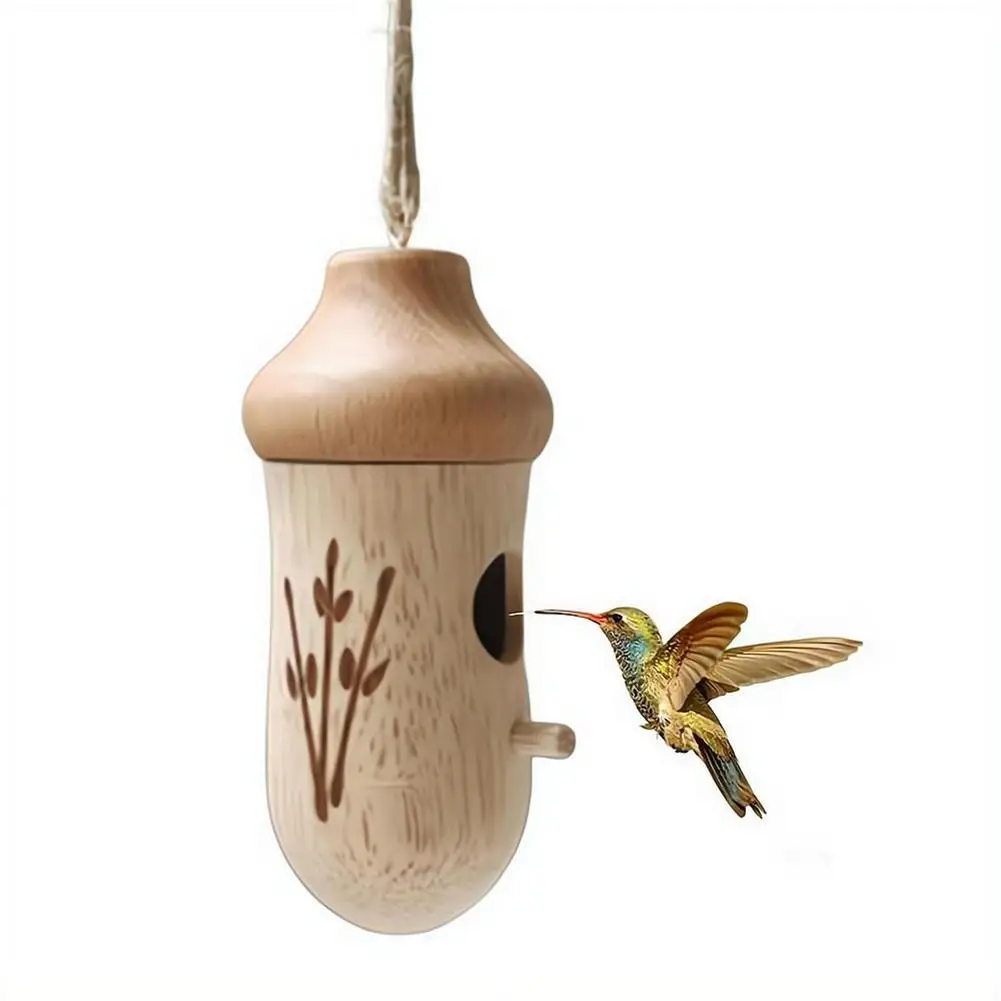 Kolibri-Haus Hängendes Vogelhaus aus Holz Handgefertigtes Nest Wildvogelhaus für Außenbereich Garten Dekoration – Detail 2