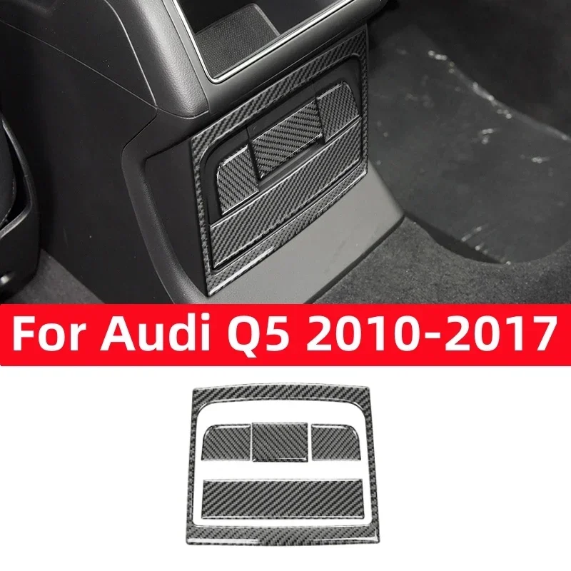 

Аксессуары для Audi Q5 2010-2017, внутренняя отделка из углеродного волокна, задняя часть вентиляционного отверстия автомобиля, коробка для хранения, декоративная рамка, наклейка