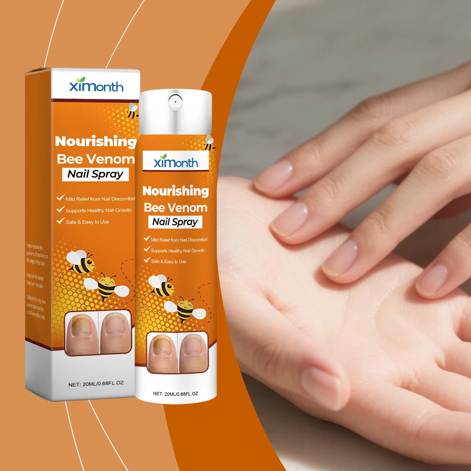 Bee Venom Nail Spray Smooth Damaged Nail Cuticles Hand Foot Nail Remove Recovery Of Onychomycosis Onychomycosis Paronychia Spray