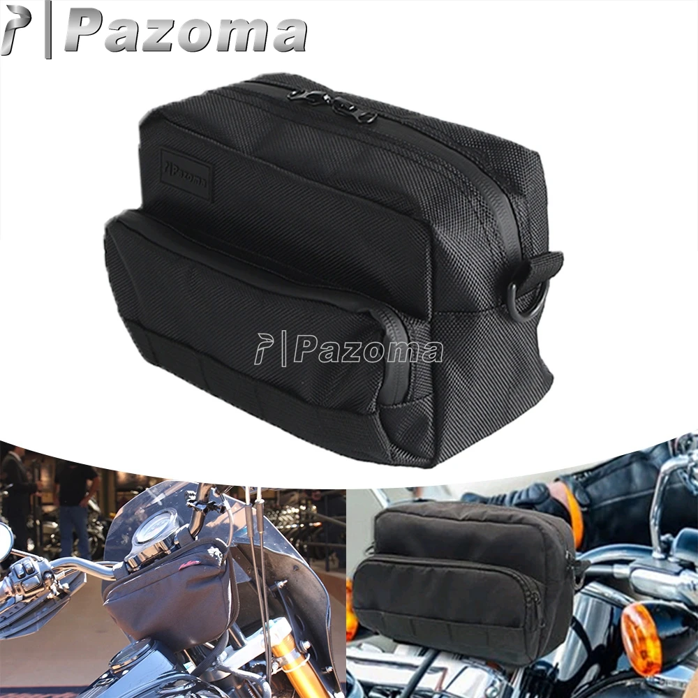 Black Traveller Bar Handlebar Sissy bar T-Bar Bag Motorcycle Fork Storage Glass Bags For BMW Cruiser Softail Sportster Dirt Bike