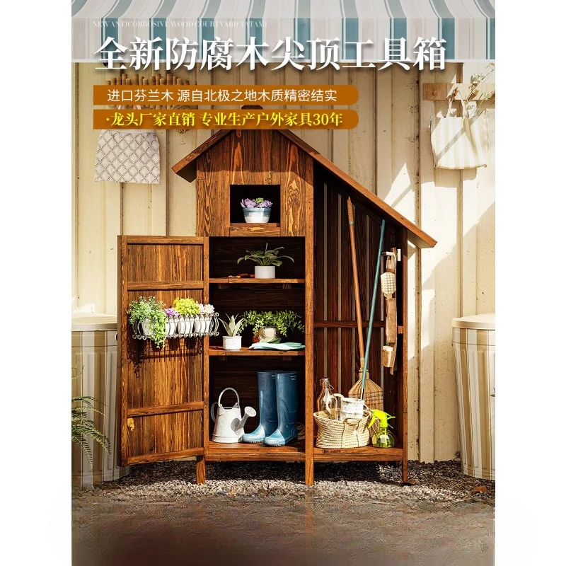 Outdoor anti-corrosion wood storage room, garden, courtyard, tool room, storage cabinet with large capacity, deepened