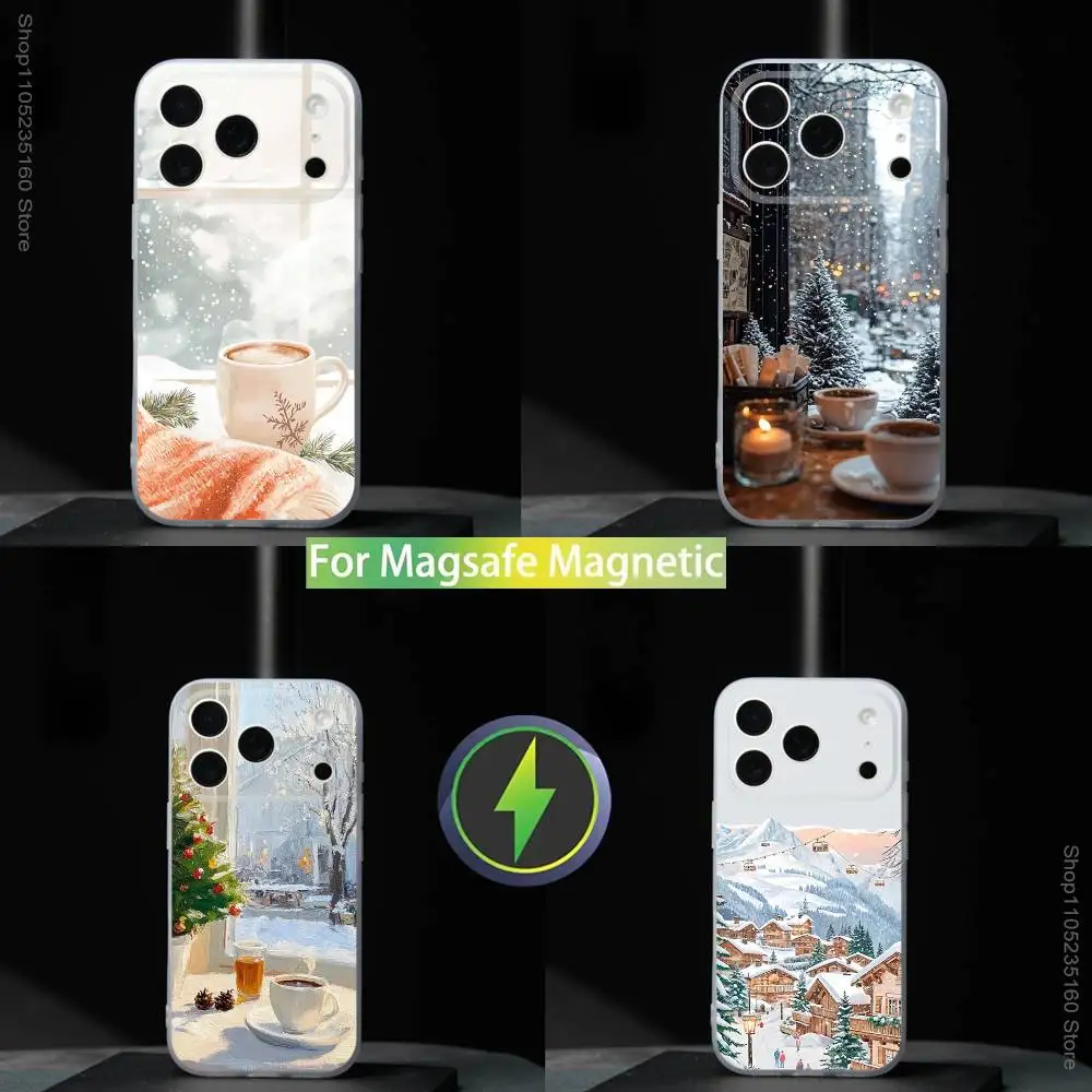 

Christmas w-winter Coffee Phone Case For iPhone 17,16,15,14,13,12,11,Pro,Max,Plus,Mini,SE4,E Magnetic For Magsafe Wireless