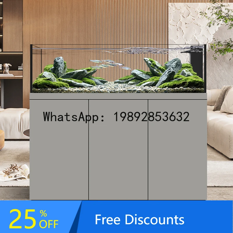 YFY Fish Tank Living Room 2025 New Ultra-clear Glass Household Small Bottom Filter Goldfish Tank Bottom Filter Landscape Tank