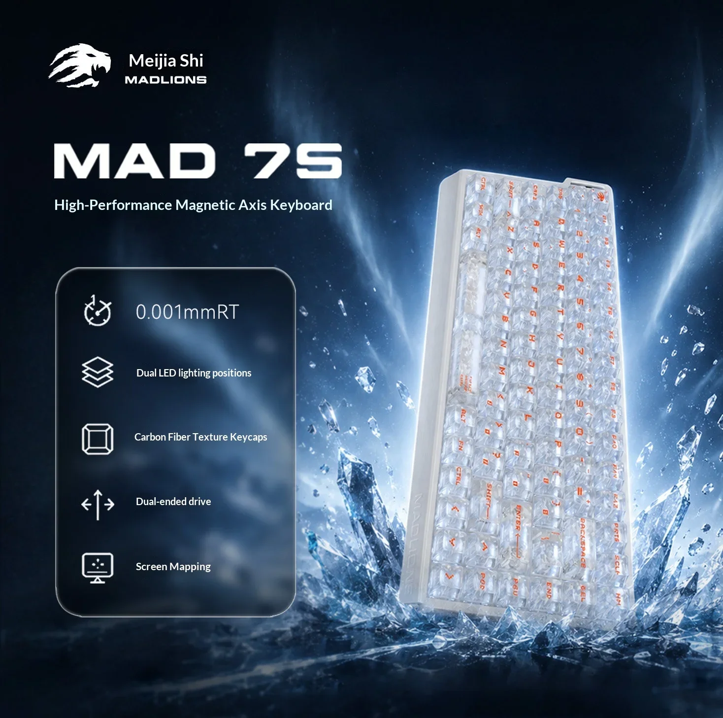 FGG MADLIONS MAD75 Magnetic Switch Gaming Keyboard RGB 8000Hz Polling Rate 0.001mmRT Wired Hall-Effect Keyboard PC Accessories