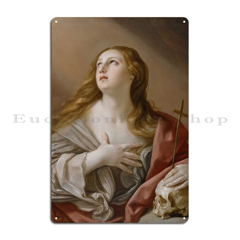 The Penitent Magdalene Mary Magdalene Guido Reni Metal Plaque Poster Funny Classic Rusty Designs Party Tin Sign Poster