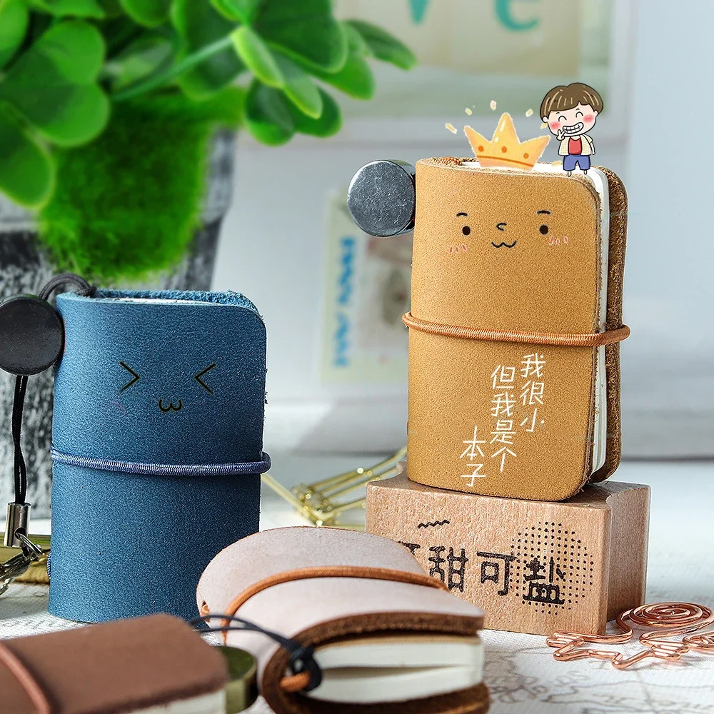 1 шт. крошечный блокнот, винтажный кожаный альбом для рисования, милый мини-дневник в стиле ретро, журнал для путешествий из воловьей кожи, каваи, офисный школьный органайзер-планировщик