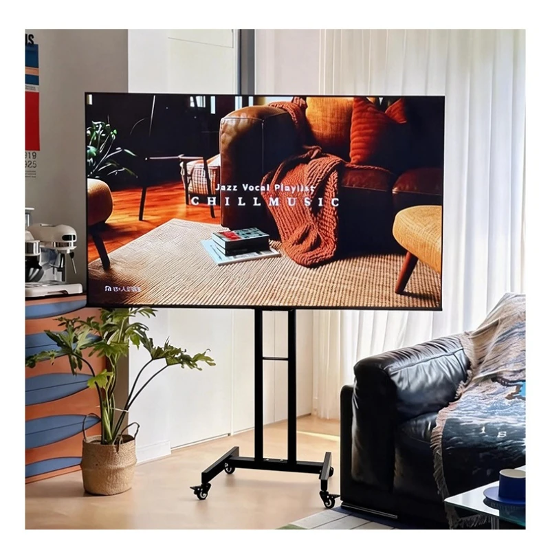 TV Stand Movable Floor Standing Wheeled Cart Height Adjustable Living Room Advertising Teaching Conference All-in-one Machine